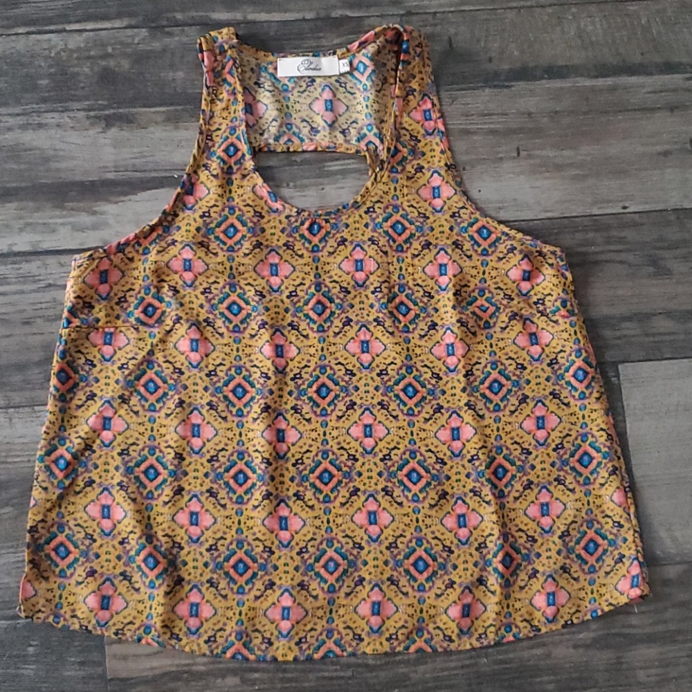Anthropologie Elodie Cut Out Back Crop Swing Tank